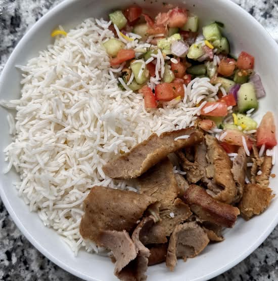 Kids gyro plate with rice.