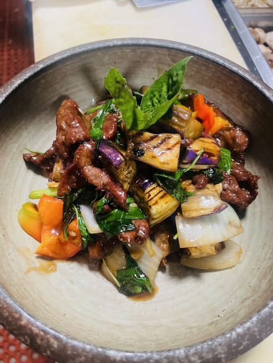 Lunch Bangkok Basil Beef.