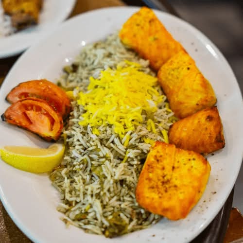 Sabzi Polo Mahi with Koko Sabzi (Fridays Only).