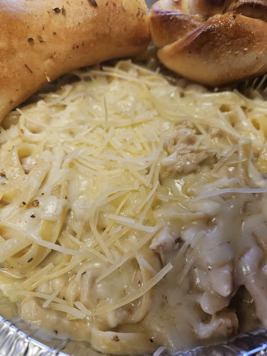 Alfredo Fettuccini with Salad.