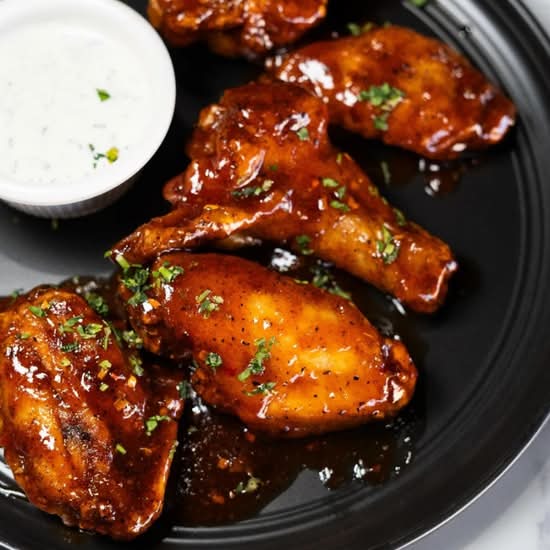Garlic Pomegranate Chicken Wings Two Dozen.
