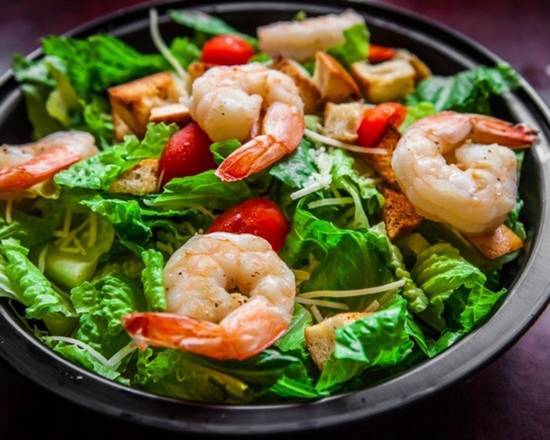Caesar Salad with Grilled Chicken and Shrimp.