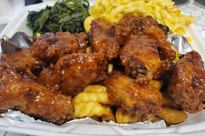 Jerk BBQ Wing Ding Platter+ 2 sides.