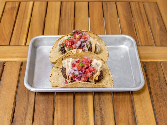 Mexighanoush Black Bean Falafel Tacos.