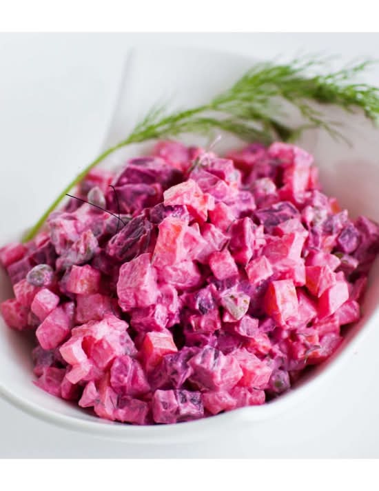 Ensalada Rusa - Mixed Potato Salad W/Beets Small.